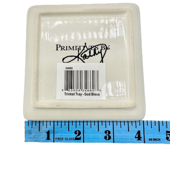 Primitives By Kathy God Bless America Decorative Square Trinket Trays Set 4 NIB - Picture 4 of 5